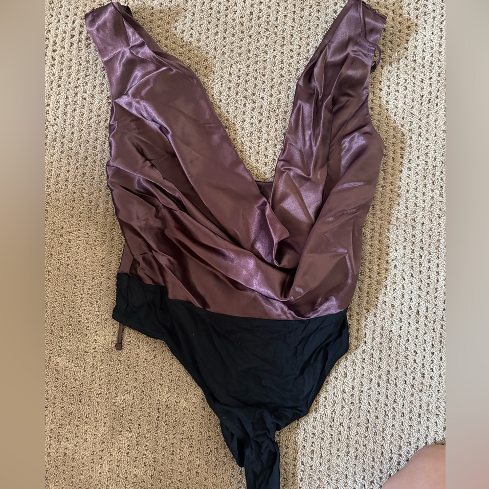 ASOS Silk Maroon Bodysuit